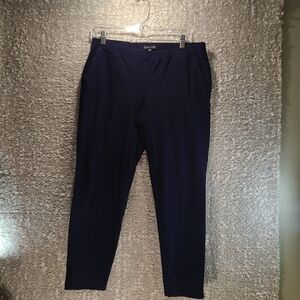 Eileen Fisher Medium Navy Pull On Crop Pants Casual Capris Navy Viscose Nylon
